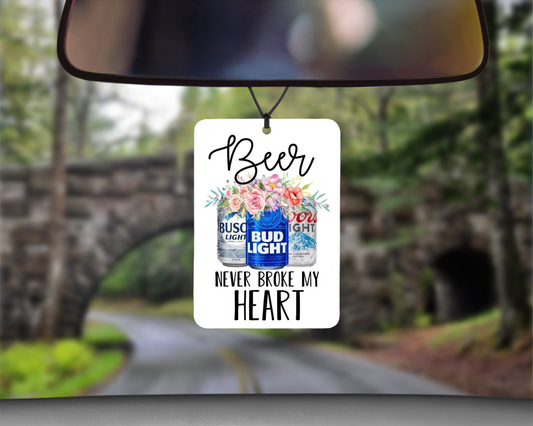 Floral 'Beer Never Broke My Heart' Car Air Freshener