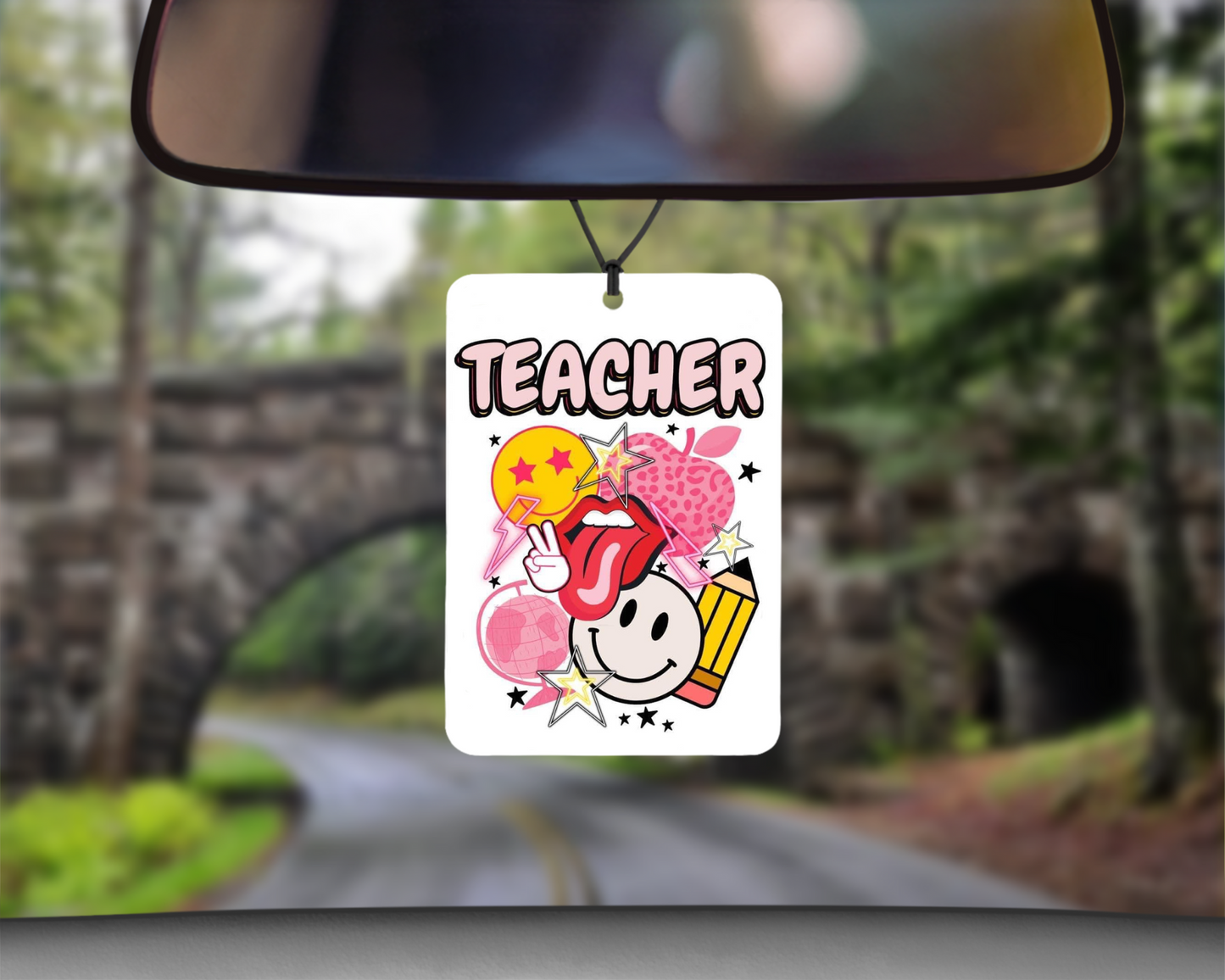 Teacher Smiley Face Car Air Freshener