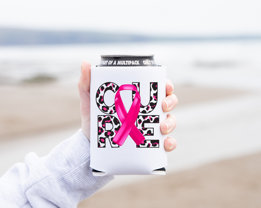 "Cure " Breast Cancer Awareness Can Koozie