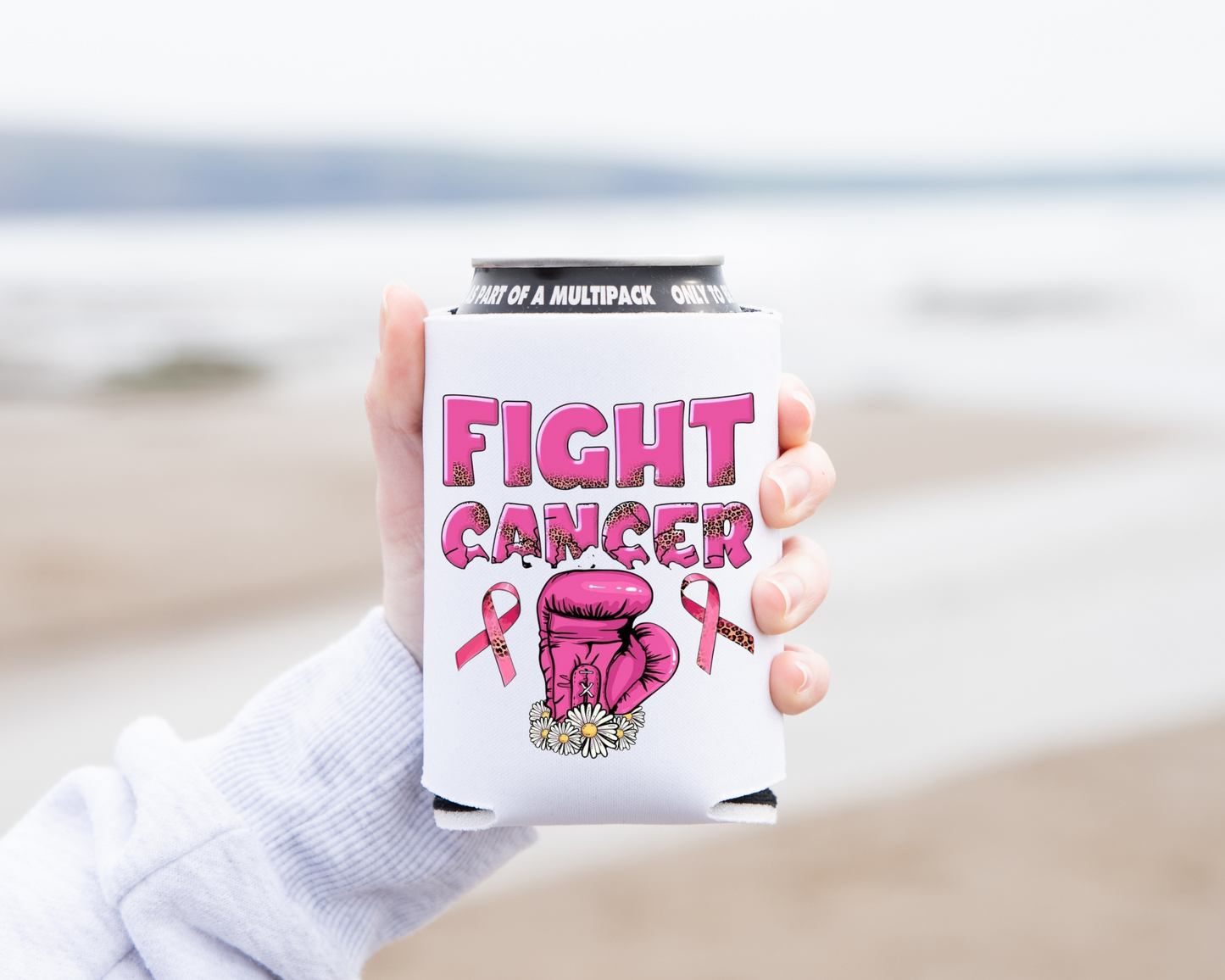 "Fight Cancer" Breast Cancer Awareness Can Koozie