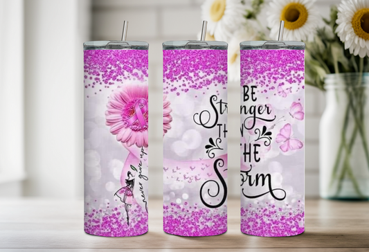 Breast Cancer Flower 20oz Tumbler