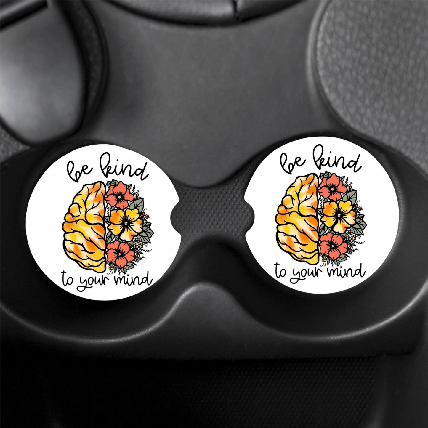 "Be Kind" Car Coasters (x2)