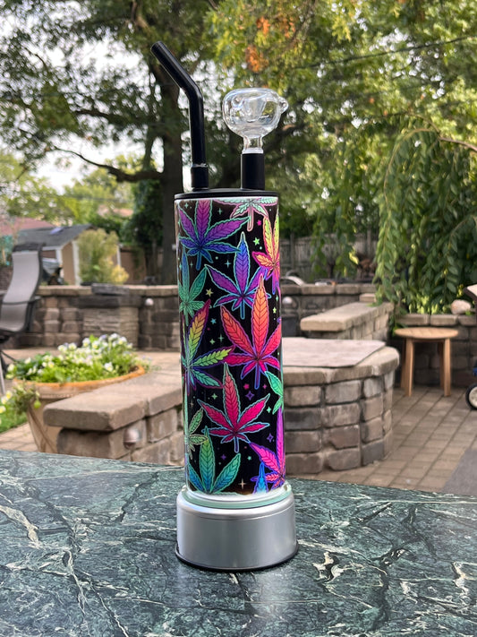 420 Rainbow Pot Leaf Hookah Bong