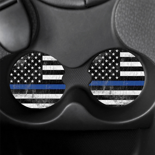 'Back The Blue' Car Coasters (x2)